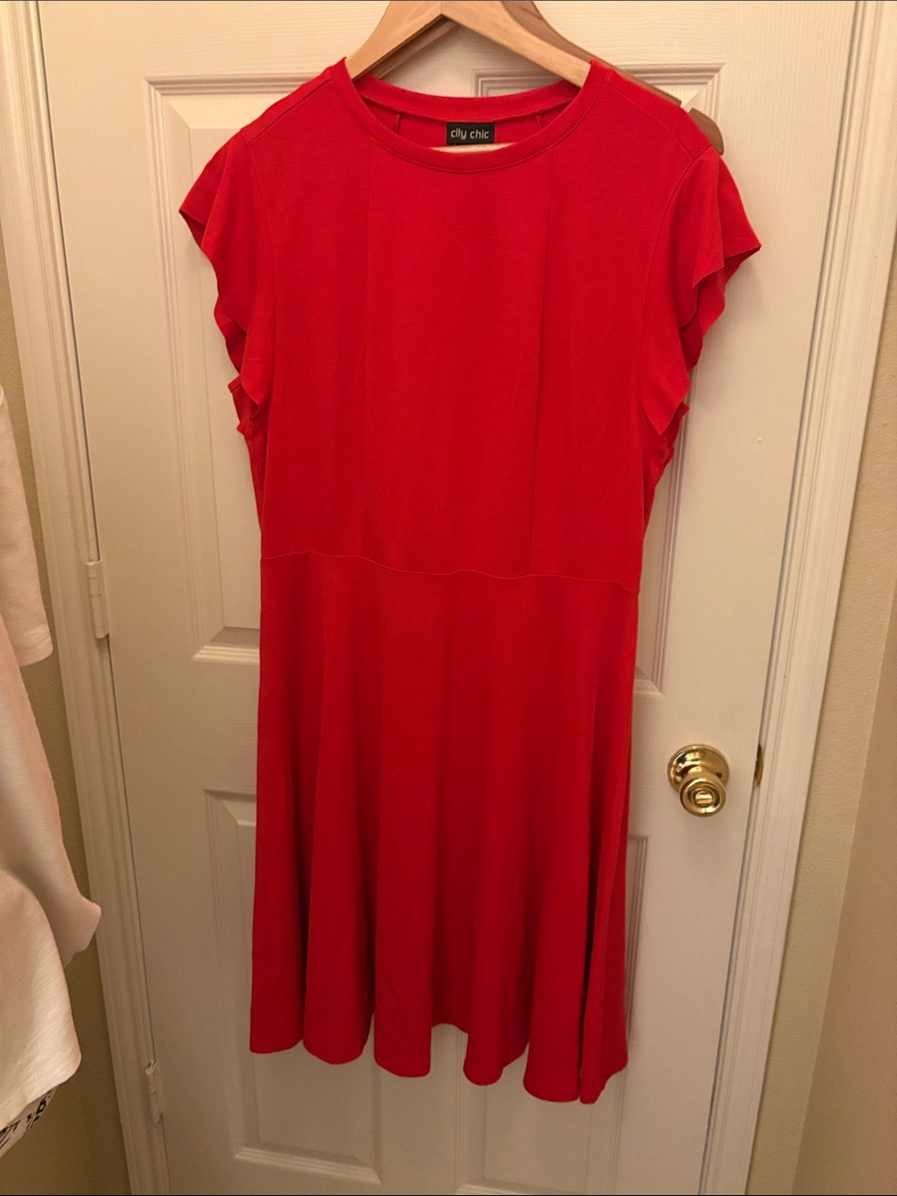 City Chic Bright Red Flutter Sleeve Maxi Dress A157